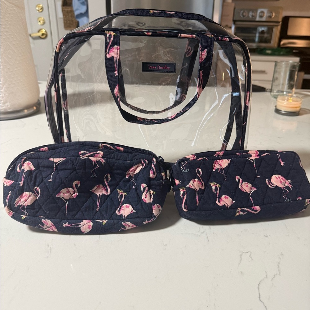 🦩 Vintage Vera Bradley ‘Flamingo Fiesta’ Travel Case & Pouches